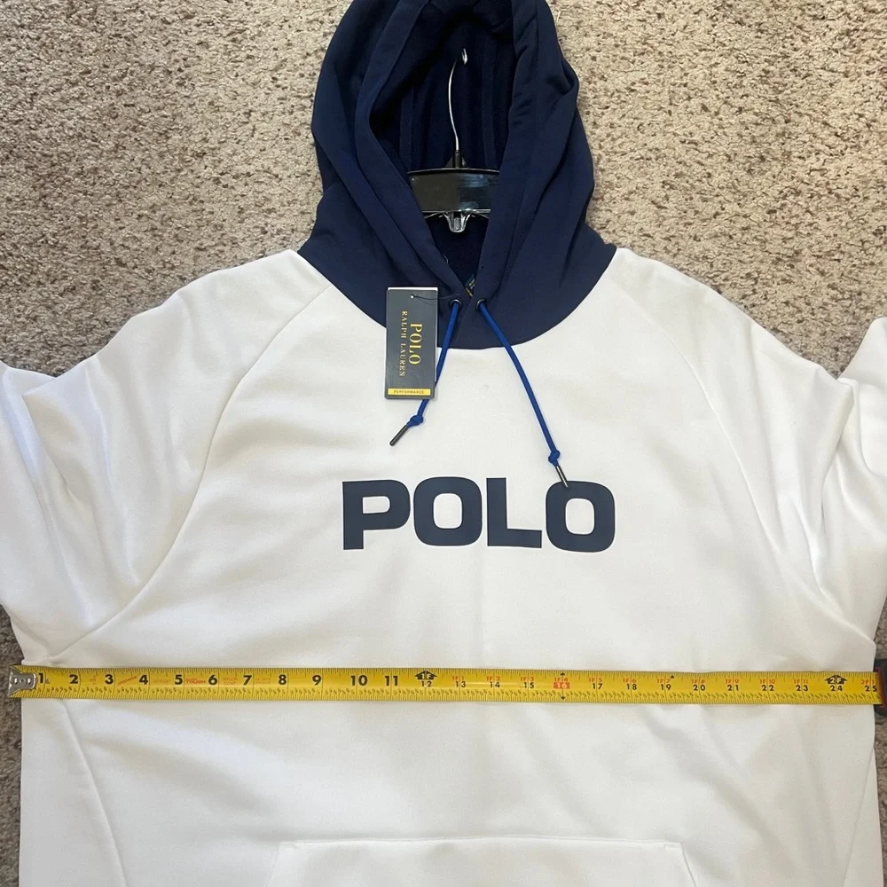 Polo Ralph‎ Lauren white Performance Terry Hoodie Men XL FLAWED READ BELLOW